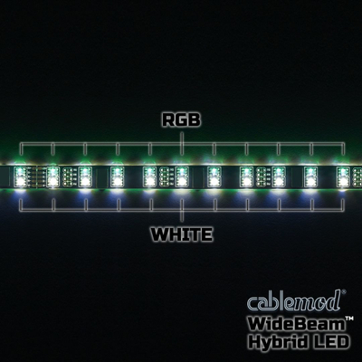 Комплет ЛЕД за компјутер CableMod WideBeam Hybrid 60cm, РГБ и бела