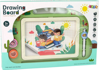 Dërrasë vizatimi magnetike LEAN Drawing Board, me stilolaps dhe stampa, jeshile