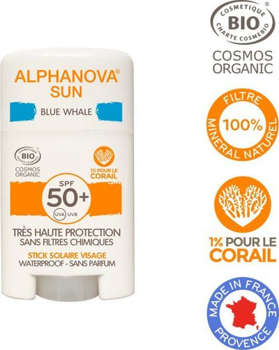 Krem mbrojtës i diellit Alphanova Sun SPF50+ Blue Whale, 12 g
