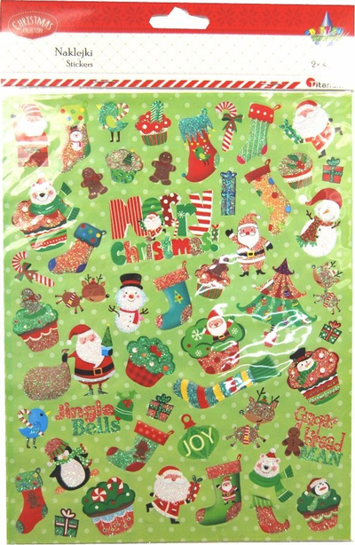 Ngjitëse dekorative Titanum Paper Stickers Christmas, set me 2 fletë, 190x250mm, shumëngjyrëshe