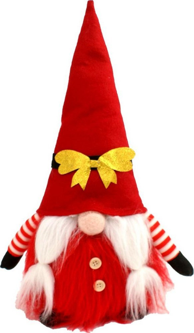 Figurinë dekorative Saska Christmas Santa Gnome, 40cm, me fjongo të artë