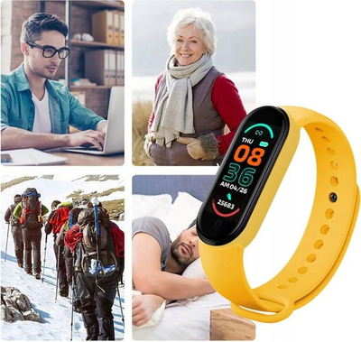 Паметна алка R2Invest Smart Band M6, монитор на отчукувања на срцето, IP67, жолта