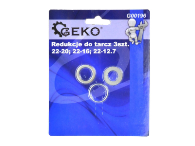 Unaza reduktuese për disk prerës GEKO G00196, set me 3 copë, 12.7 16 20 në 22 mm, metalike