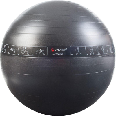 Top gjimnastik Pure Gymnastic Ball, 75 cm, PVC, i zi