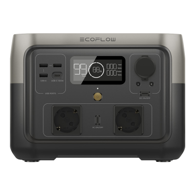 Stacion portabël energjie EcoFlow River 2 Max, 512Wh, karikim i shpejtë, gri