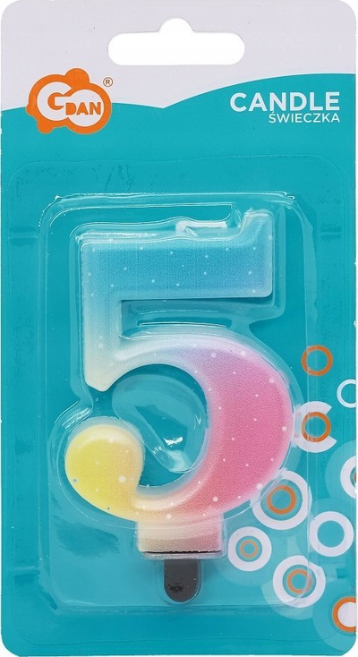 Qiri ditlindje Godan numri 5, 8 cm, pastel ombre, shumëngjyrësh