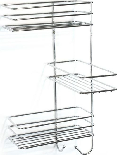 Raft qoshe banjoje AWD Corner Bathroom Shelf AWD02080044, 3 nivele, metal i kromuar, argjendtë