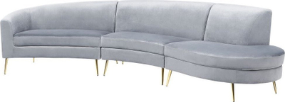 Divan Beliani Moss, 4 vende, i harkuar me kadife, gri e çelët