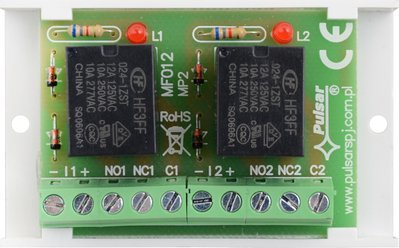 Modul releje Pulsar AWZ624, 20–28V DC, 2 rele C NC NO, jeshil
