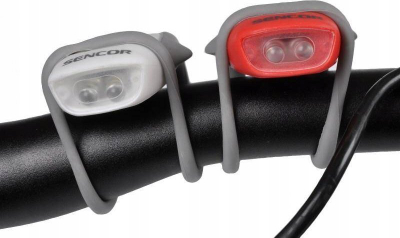 Set drita biçiklete Sencor SLL 90, LED, me rripa silikoni, e bardhë edhe e kuqe