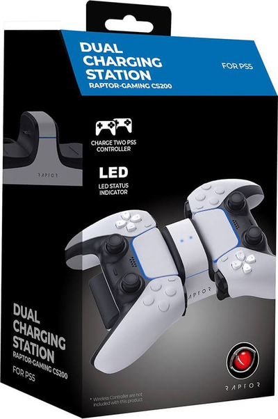 Karikues për kontrollera PS5 Raptor Gaming, USB, i bardhë