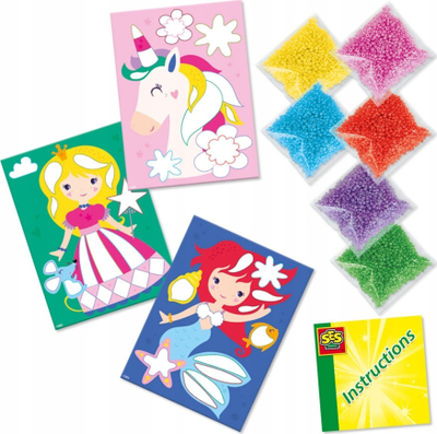 Set kreativ me rruaza qelqi SES Creative 14132 Glass Beads Pictures, shumëngjyrësh