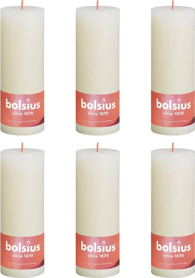 Столбести свеќи Bolsius Rustic Soft Pearl, сет 4 парчиња, декоративни, крем боја