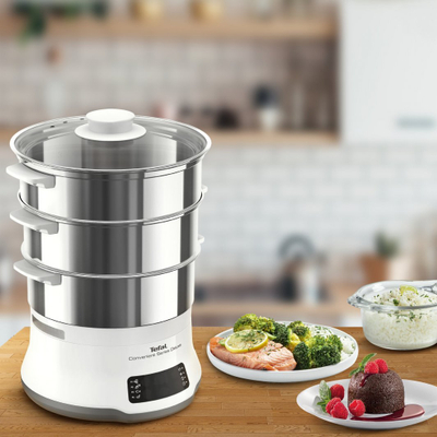 Пареар Tefal VC502D10 Convenient Series Deluxe, 3 нивоа, дигитална контрола, не’рѓосувачки челик