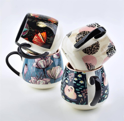 Filxhan porcelani Affek Design SWAN, 400ml, me dorezë, shumëngjyrësh