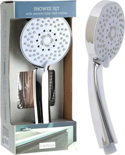 Set dushi Excellent KO-CF6000060, kokë dushi me 5 mënyra, zorrë 150cm, çelik inox krom