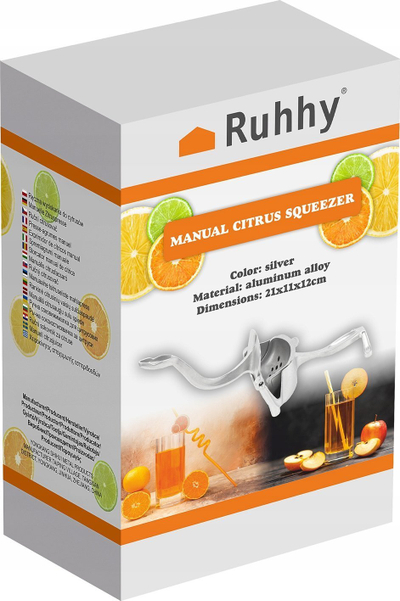 Рачна цедалка за агруми Ruhhy, метална легура, отстранлив филтер, сребрена
