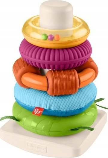 Lodër grumbulluese Fisher-Price Rock-a-Stack Roly-Poly, shqisore, shumëngjyrëshe