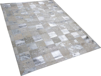 Tapet YAZIR Cowhide Area Rug, 160 x 230 cm, lëkurë e vërtetë, bezhë me argjend