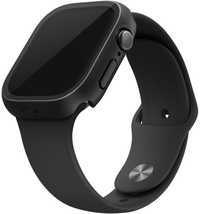 Mbulesë Uniq Nautic për Apple Watch 46mm, xham mbrojtës i integruar, e zezë