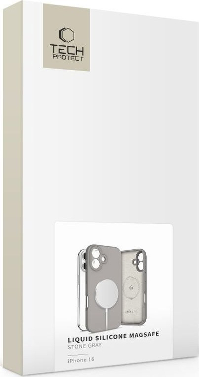 Kuti mbrojtëse Tech-Protect Liquid Silicone MagSafe për iPhone 16, silikon, gri