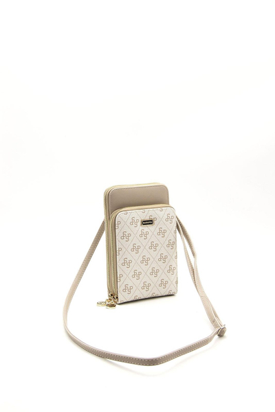 Çantë telefoni Silver&Polo, argjendtë/bezhë