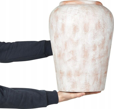 Vazo dekorative MIRI qeramike, 42 cm, e bardhë me terrakotë