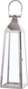 Fener metalik dekor, çelik inox, 42 cm, argjendtë