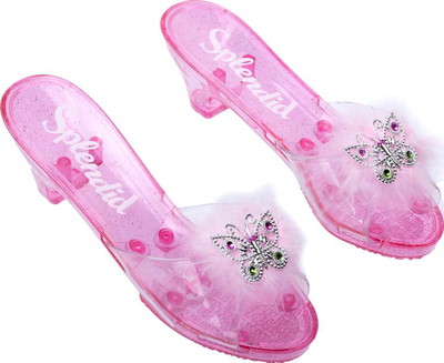Pantofla princeshash Norimpex 4799, lodër për goca, transparente, rozë