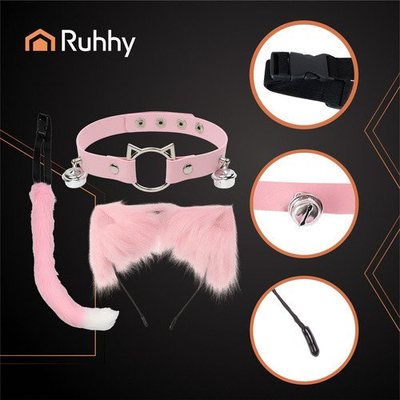 Детски костум мачка лисица Ruhhy 26585, сет од 3 дела, розов