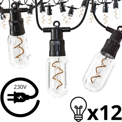 Garlandë dritash Saska Garden Party Light Outdoor, 12 LED spiral, 6.3m, e zezë