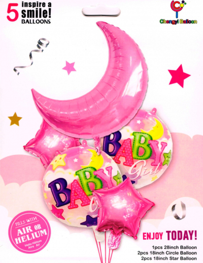 Set balonash folio Chengyi Baby Girl BCF-167, 5 copë, 46-71cm, rozë