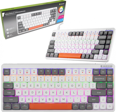 Tastierë mekanike Tracer Fina 84, TKL, RGB, bardh gri