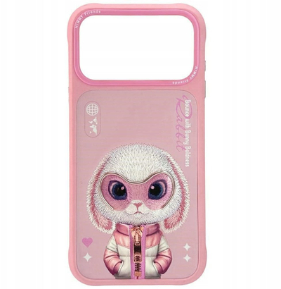 Maskë telefoni Nimmy Cool and Cute 2.0 Rabbit për iPhone 17 Pro Max, mbrojtëse silikoni, rozë