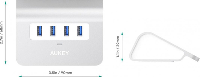 AUKEY CB-H5 Алуминиумски USB-A Хаб, 4xUSB 3.0