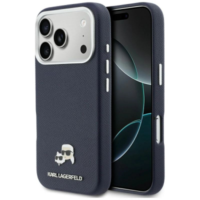 Mbulesë telefoni Karl Lagerfeld Karl and Choupette Saffiano, MagSafe, për iPhone 17 Pro, blu navy