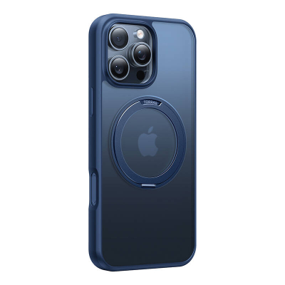 Mbrojtëse telefoni Torras Ostand Pro për iPhone 16 Pro Max, me unazë standi, kundër goditjeve, blu