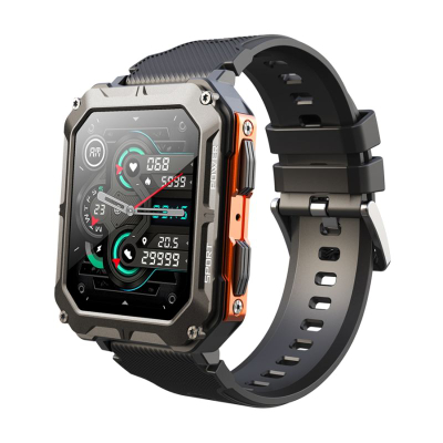 Smartwatch Rubicon RNCF27, Bluetooth Call, monitorim shëndeti, i zi portokalli