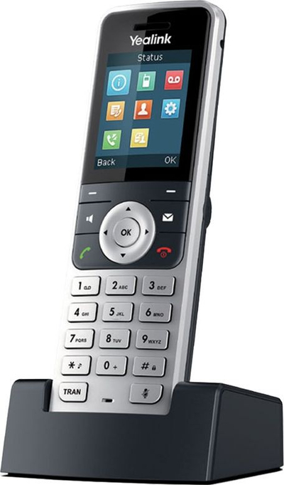 Telefoni IP DECT Yealink W53H, ekran me ngjyra, me bazë karikimi, gri me të zezë