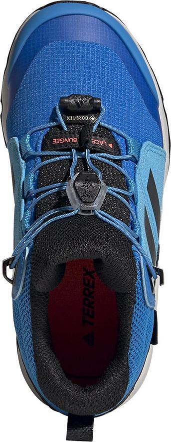 Këpucë trekking fëmijësh Adidas Terrex Mid GTX K, GORE-TEX, shtrëngim i shpejtë, blu