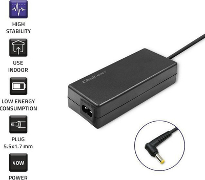 Полнач за лаптоп Колтек за Асер, 40W 19V 2.1A, црн