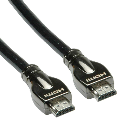 Kabllo HDMI ROLINE Ultra HD, 7.5m, 4K, me Ethernet, e zezë