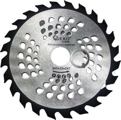 Disk sharrë GEKO 200x32 mm, 24 dhëmbë karbiti, me vrima për ftohje