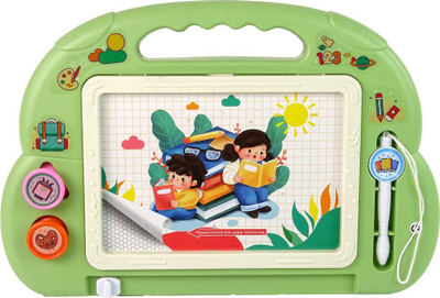 Dërrasë vizatimi magnetike LEAN Drawing Board, me stilolaps dhe stampa, jeshile