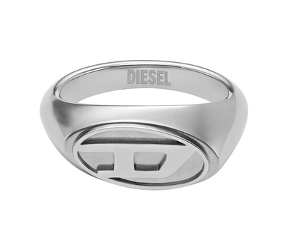Unazë unisex Diesel Logo Signet, çelik inox, argjendtë