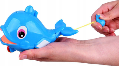 Lodër për banjo balenë ZA0595, me mekanizëm me tërheqje, 15 cm, blu