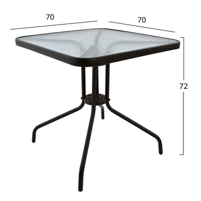 Tavolinë kopshti katrore FIGO, metal + xham, 70×70×72 cm (HM5036.02), kaftë