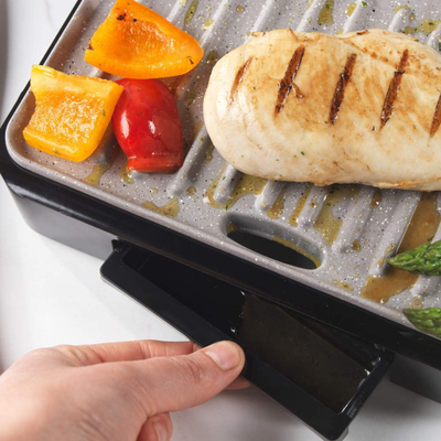 Grill elektrik Salter Panini Grill AND Panini, 750W, 23x14.5cm, inox i argjendtë