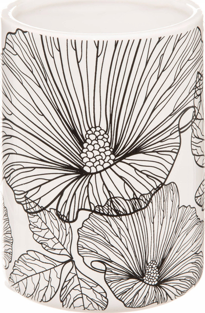 Gotë banjoje Tendance Floral Spirit, stoneware, 7.8 x 11 cm, bardh e zi