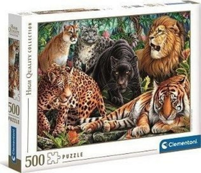 Puzzle Clementoni Wild Cats, 500 pjesë, 49 x 36 cm, shumëngjyrëshe